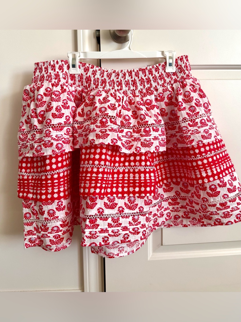 Roller Rabbit x Target Red and White Tiered Smocked Skirt size XXL